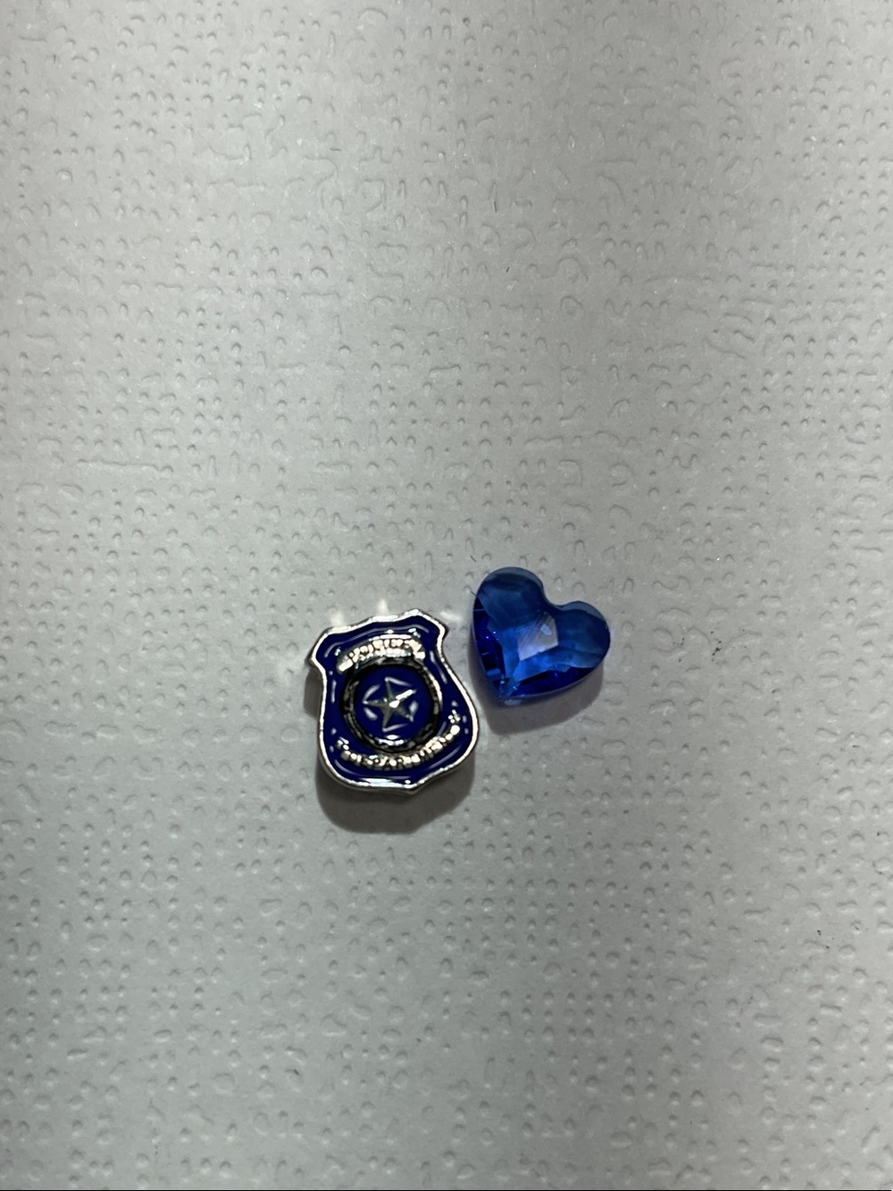 Origami Owl Blue Police Badge and Blue Heart Charms